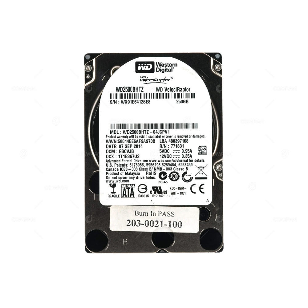 WD2500BHTZ WD VELOCIRAPTOR 250GB 10K 6G SATA 2.5 SFF WD2500BHTZ-04JCPV1